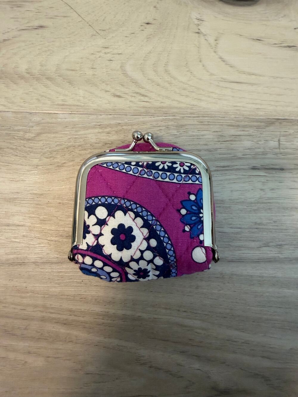 Vera Bradley Lipstick Mirror Case Kiss Lock Coin Purse Retired Boysenberry Print